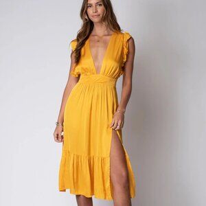 Stillwater The Jessie Midi Dress Goldenrod‎ Sunshine Yellow Medium